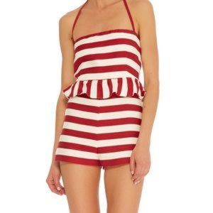 Red Valentino Romper. Red and Cream Stripes.